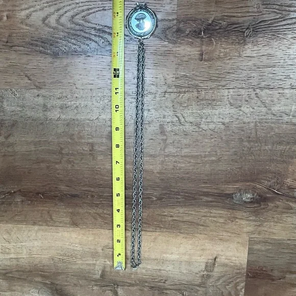 Whiting & Davis intaglio grey cameo silver tone rope chain necklace vintage - Picture 13 of 14